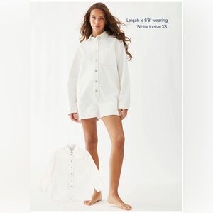 PARKE Long Sleeve White Denim Romper